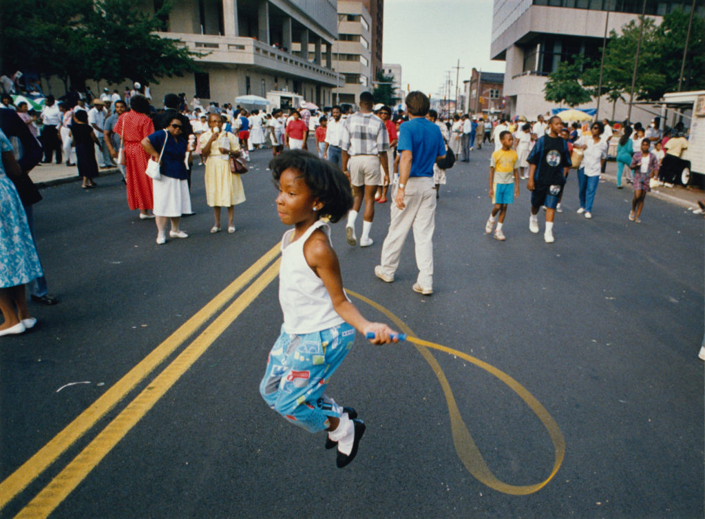 Brandyce Smith jumps rope in the middle of French Street, Aug. 27, 1989. 