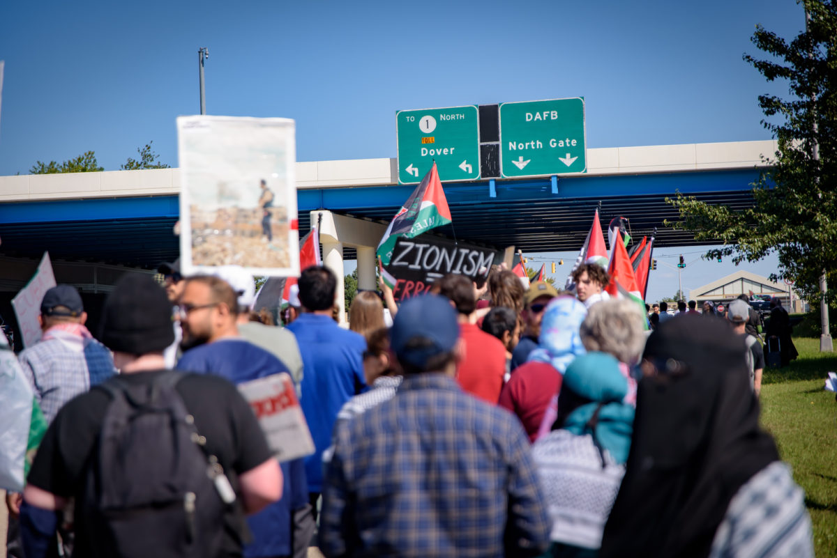 Protesters march near Dover Air Force Base in Delaware