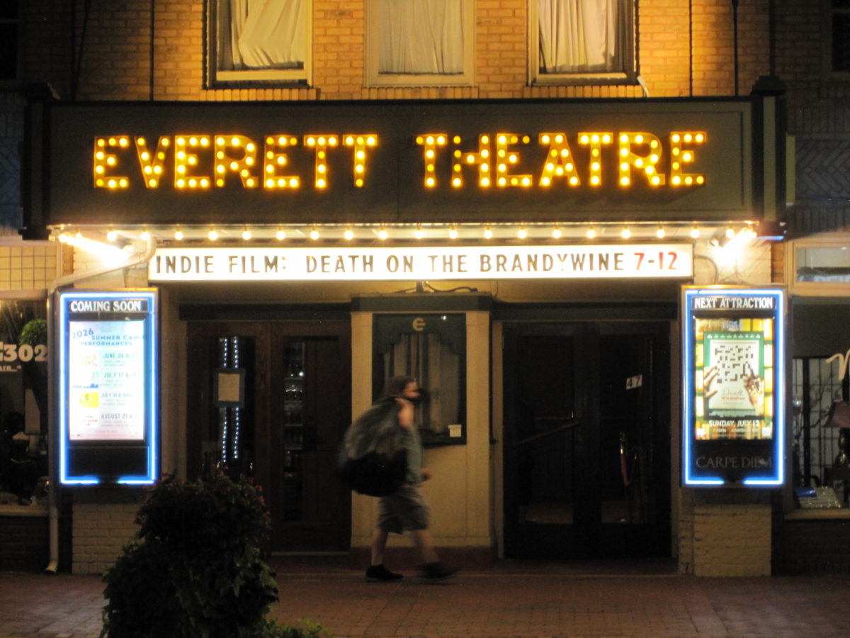 "Death on the Brandywine" is advertised playing at The Everett Theatre